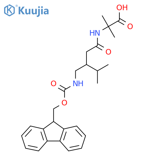 2-{3-({(9H-fluoren-9-yl)methoxycarbonyl}amino)methyl-4-methylpentanamido}-2-methylpropanoic acid structure