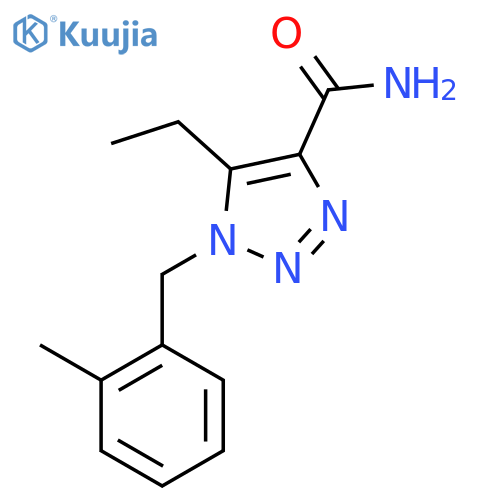 5-ethyl-1-(2-methylphenyl)methyl-1H-1,2,3-triazole-4-carboxamide structure