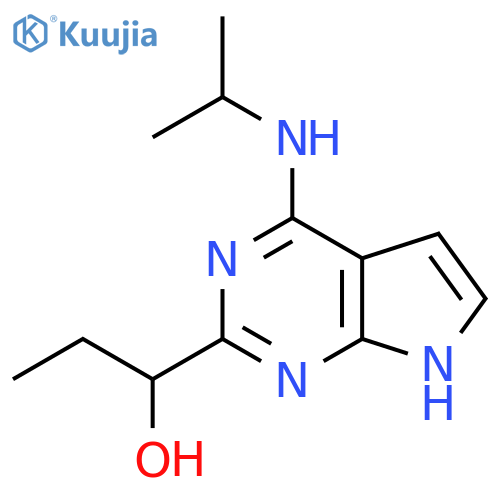 1-{4-(propan-2-yl)amino-7H-pyrrolo2,3-dpyrimidin-2-yl}propan-1-ol structure