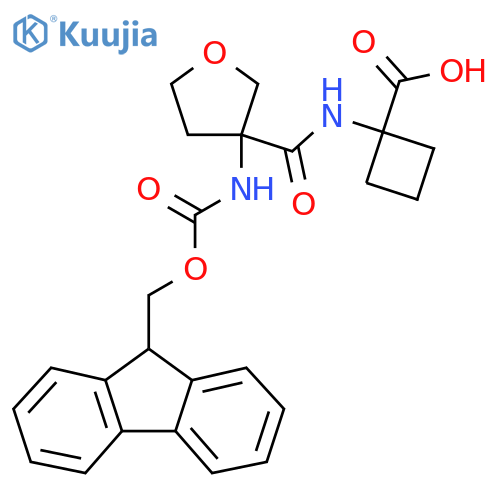 1-3-({(9H-fluoren-9-yl)methoxycarbonyl}amino)oxolane-3-amidocyclobutane-1-carboxylic acid structure