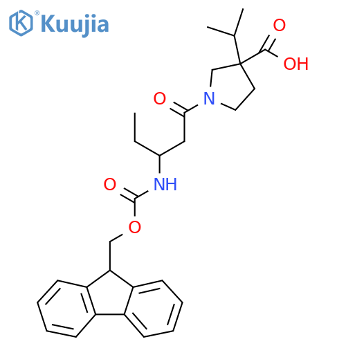 1-3-({(9H-fluoren-9-yl)methoxycarbonyl}amino)pentanoyl-3-(propan-2-yl)pyrrolidine-3-carboxylic acid structure