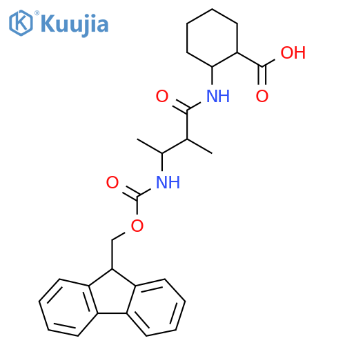 2-3-({(9H-fluoren-9-yl)methoxycarbonyl}amino)-2-methylbutanamidocyclohexane-1-carboxylic acid structure