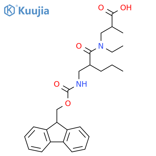 3-{N-ethyl-2-({(9H-fluoren-9-yl)methoxycarbonyl}amino)methylpentanamido}-2-methylpropanoic acid structure