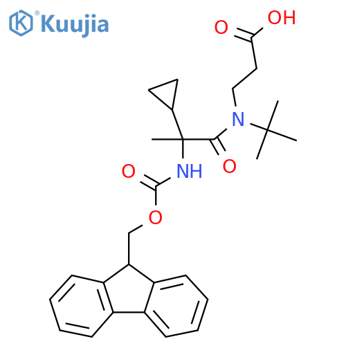 3-N-tert-butyl-2-cyclopropyl-2-({(9H-fluoren-9-yl)methoxycarbonyl}amino)propanamidopropanoic acid structure