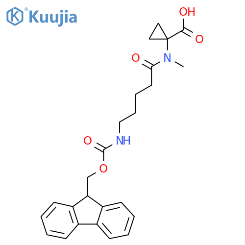1-5-({(9H-fluoren-9-yl)methoxycarbonyl}amino)-N-methylpentanamidocyclopropane-1-carboxylic acid structure