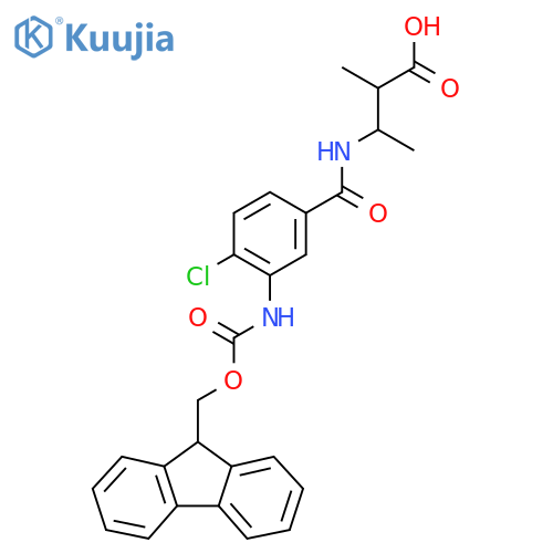 3-{4-chloro-3-({(9H-fluoren-9-yl)methoxycarbonyl}amino)phenylformamido}-2-methylbutanoic acid structure