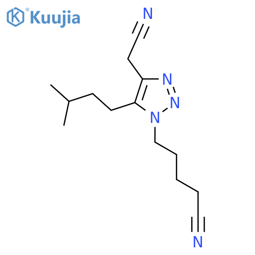 5-4-(cyanomethyl)-5-(3-methylbutyl)-1H-1,2,3-triazol-1-ylpentanenitrile structure