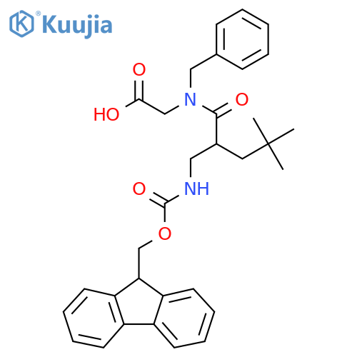 2-{N-benzyl-2-({(9H-fluoren-9-yl)methoxycarbonyl}amino)methyl-4,4-dimethylpentanamido}acetic acid structure