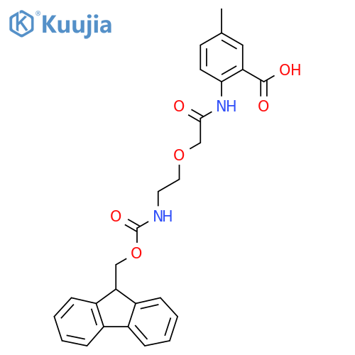 2-{2-2-({(9H-fluoren-9-yl)methoxycarbonyl}amino)ethoxyacetamido}-5-methylbenzoic acid structure