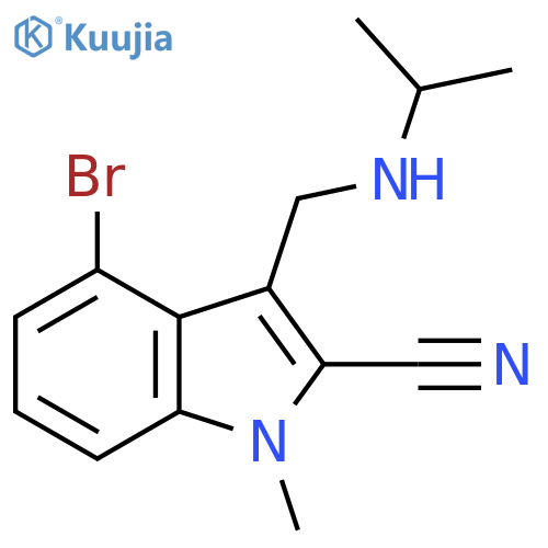 4-bromo-1-methyl-3-{(propan-2-yl)aminomethyl}-1H-indole-2-carbonitrile structure
