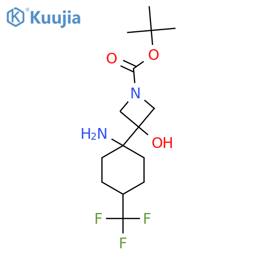 tert-butyl 3-1-amino-4-(trifluoromethyl)cyclohexyl-3-hydroxyazetidine-1-carboxylate structure