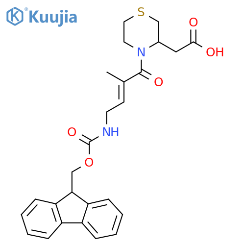 2-{4-4-({(9H-fluoren-9-yl)methoxycarbonyl}amino)-2-methylbut-2-enoylthiomorpholin-3-yl}acetic acid structure