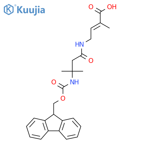 4-3-({(9H-fluoren-9-yl)methoxycarbonyl}amino)-3-methylbutanamido-2-methylbut-2-enoic acid structure
