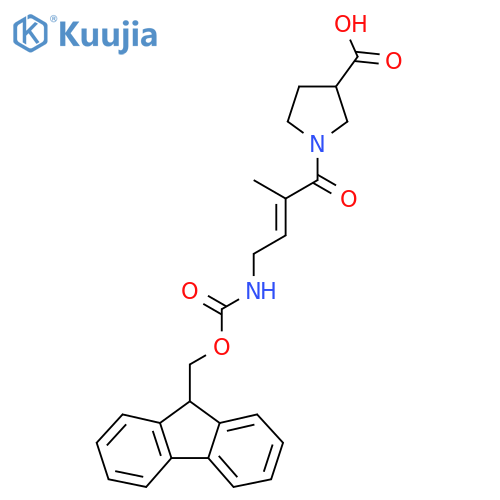 1-4-({(9H-fluoren-9-yl)methoxycarbonyl}amino)-2-methylbut-2-enoylpyrrolidine-3-carboxylic acid structure