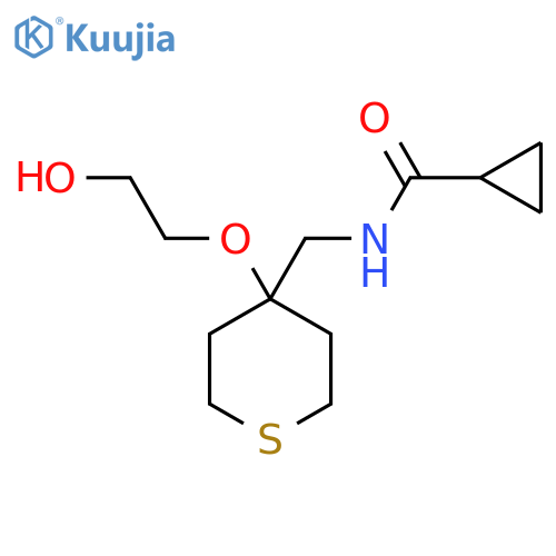 N-{4-(2-hydroxyethoxy)thian-4-ylmethyl}cyclopropanecarboxamide structure
