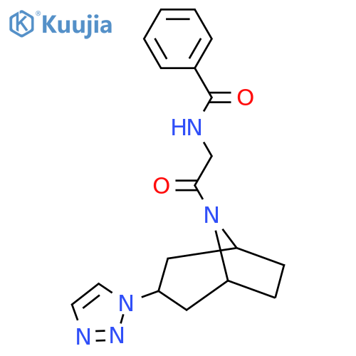 N-{2-oxo-2-[3-(1H-1,2,3-triazol-1-yl)-8-azabicyclo[3.2.1]octan-8-yl]ethyl}benzamide structure