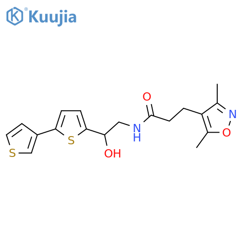 N-(2-{2,3'-bithiophene-5-yl}-2-hydroxyethyl)-3-(3,5-dimethyl-1,2-oxazol-4-yl)propanamide structure
