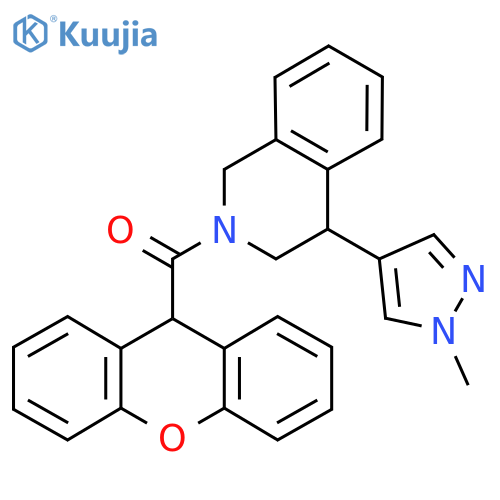 4-(1-methyl-1H-pyrazol-4-yl)-2-(9H-xanthene-9-carbonyl)-1,2,3,4-tetrahydroisoquinoline structure