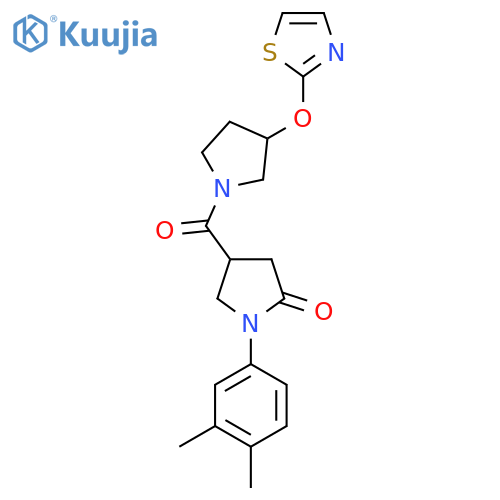1-(3,4-Dimethylphenyl)-4-(3-(thiazol-2-yloxy)pyrrolidine-1-carbonyl)pyrrolidin-2-one structure