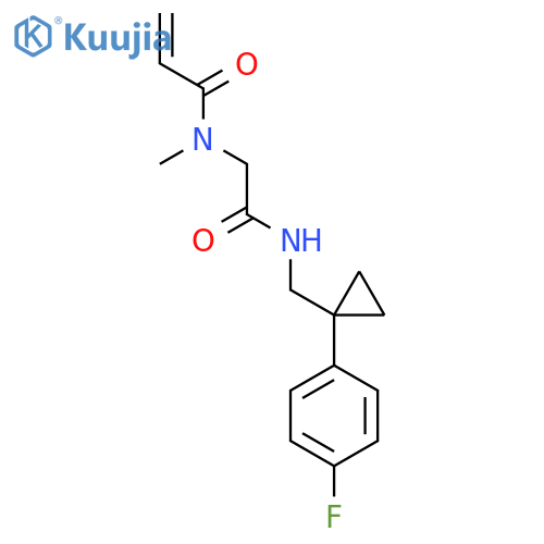 N-[({[1-(4-fluorophenyl)cyclopropyl]methyl}carbamoyl)methyl]-N-methylprop-2-enamide structure