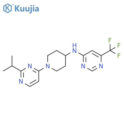 N-{1-[2-(propan-2-yl)pyrimidin-4-yl]piperidin-4-yl}-6-(trifluoromethyl)pyrimidin-4-amine structure