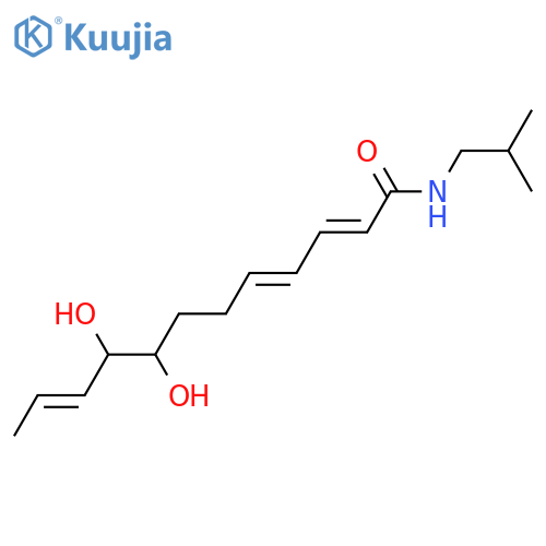 8,9-Dihydroxy-2,4,10-dodecatrienoic acid; (2E,4E,8ξ,9ξ,10E)-form, 2-Methylpropylamide structure