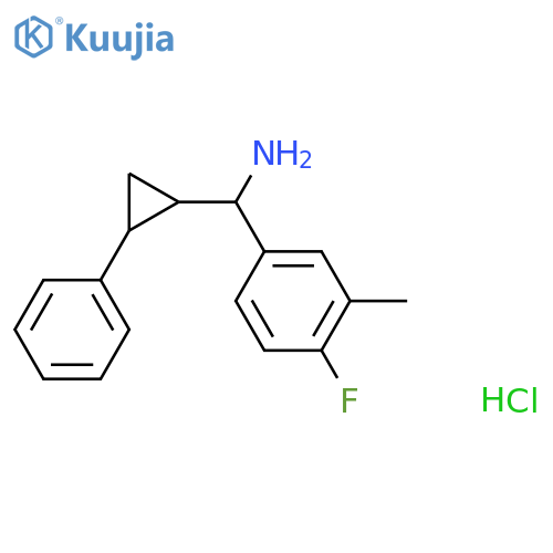 (4-fluoro-3-methylphenyl)(2-phenylcyclopropyl)methanamine hydrochloride, Mixture of diastereomers structure