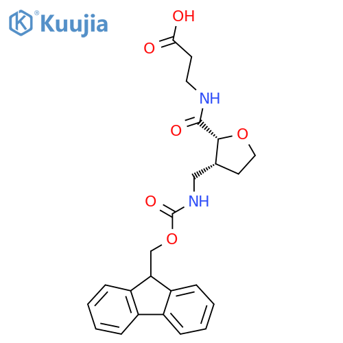 rac-3-{(2R,3R)-3-({(9H-fluoren-9-yl)methoxycarbonyl}amino)methyloxolan-2-ylformamido}propanoic acid structure