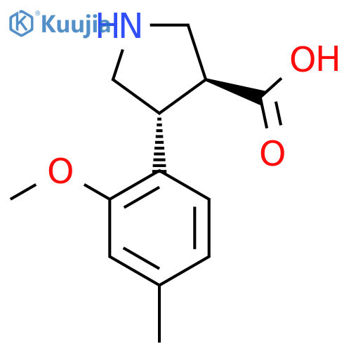 rac-(3R,4S)-4-(2-methoxy-4-methylphenyl)pyrrolidine-3-carboxylic acid structure