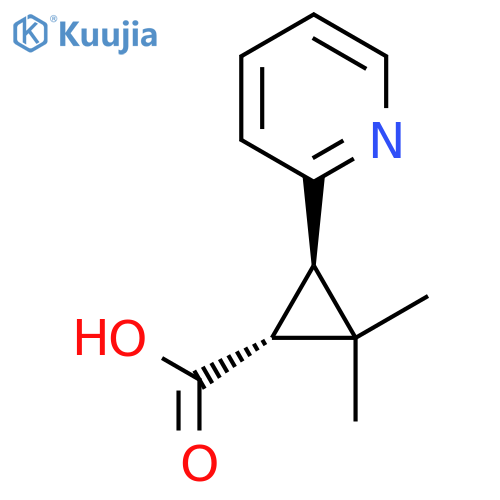 rac-(1R,3R)-2,2-dimethyl-3-(pyridin-2-yl)cyclopropane-1-carboxylic acid structure