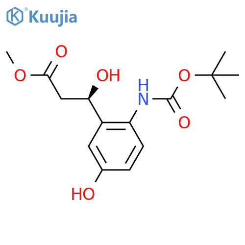 methyl (3R)-3-(2-{(tert-butoxy)carbonylamino}-5-hydroxyphenyl)-3-hydroxypropanoate structure