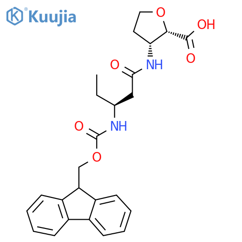 (2RS,3SR)-3-(3S)-3-({(9H-fluoren-9-yl)methoxycarbonyl}amino)pentanamidooxolane-2-carboxylic acid structure