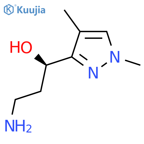 (1R)-3-amino-1-(1,4-dimethyl-1H-pyrazol-3-yl)propan-1-ol structure