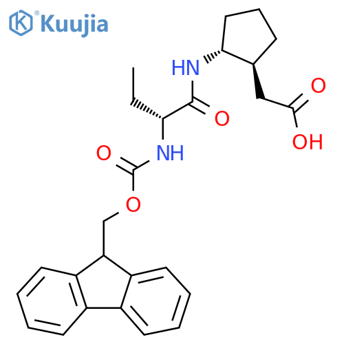 2-(1RS,2SR)-2-(2R)-2-({(9H-fluoren-9-yl)methoxycarbonyl}amino)butanamidocyclopentylacetic acid structure