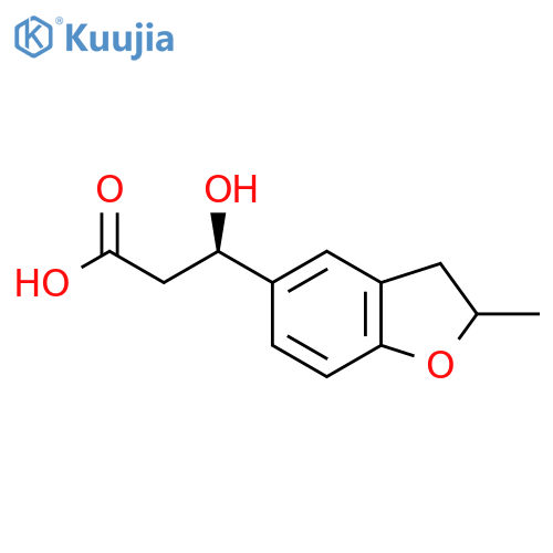 (3R)-3-hydroxy-3-(2-methyl-2,3-dihydro-1-benzofuran-5-yl)propanoic acid structure