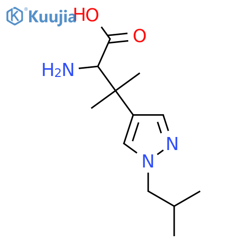 2-amino-3-methyl-3-1-(2-methylpropyl)-1H-pyrazol-4-ylbutanoic acid structure