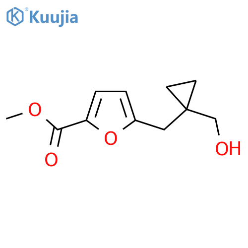 methyl 5-{1-(hydroxymethyl)cyclopropylmethyl}furan-2-carboxylate structure