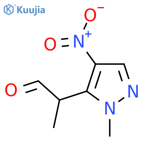 2-(1-methyl-4-nitro-1H-pyrazol-5-yl)propanal structure