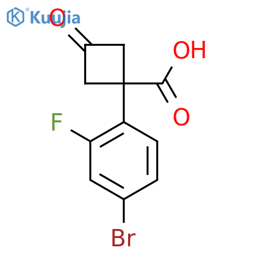 1-(4-bromo-2-fluorophenyl)-3-oxocyclobutane-1-carboxylic acid structure