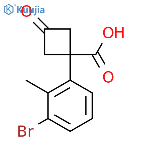 1-(3-bromo-2-methylphenyl)-3-oxocyclobutane-1-carboxylic acid structure