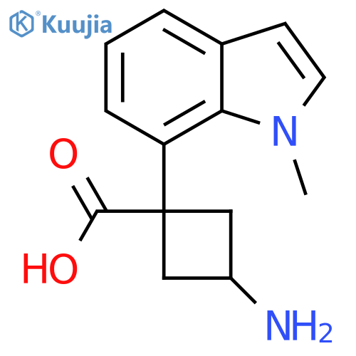 3-amino-1-(1-methyl-1H-indol-7-yl)cyclobutane-1-carboxylic acid structure