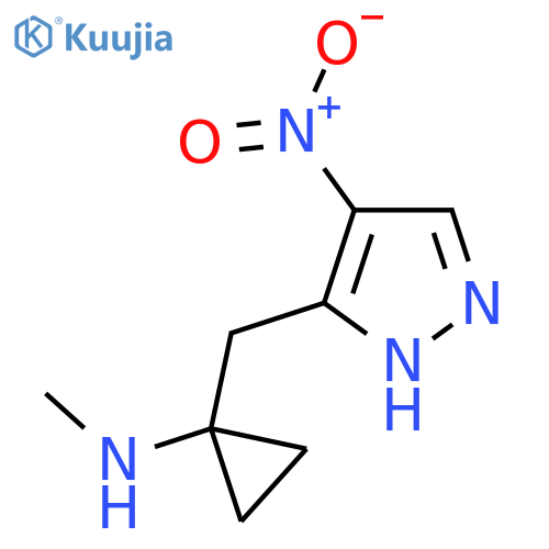 N-methyl-1-(4-nitro-1H-pyrazol-3-yl)methylcyclopropan-1-amine structure