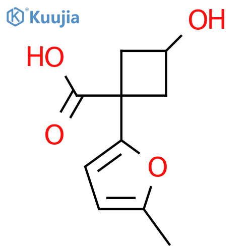 3-hydroxy-1-(5-methylfuran-2-yl)cyclobutane-1-carboxylic acid structure