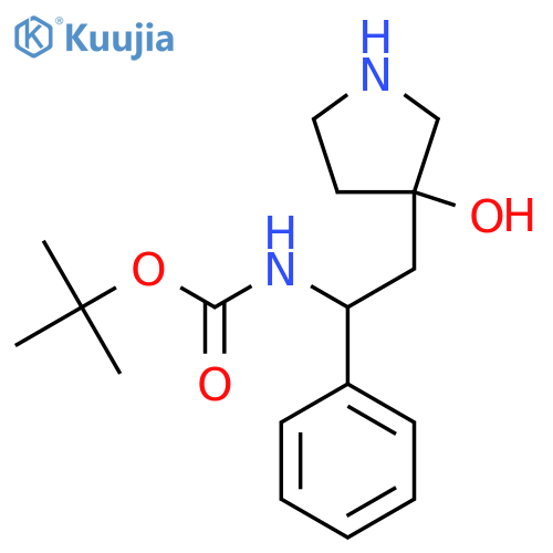 tert-butyl N-2-(3-hydroxypyrrolidin-3-yl)-1-phenylethylcarbamate structure