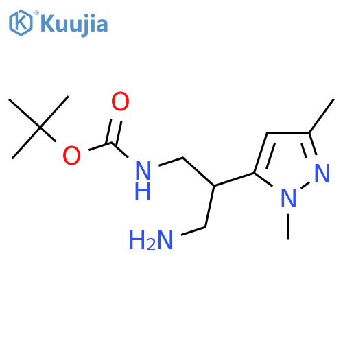 tert-butyl N-3-amino-2-(1,3-dimethyl-1H-pyrazol-5-yl)propylcarbamate structure