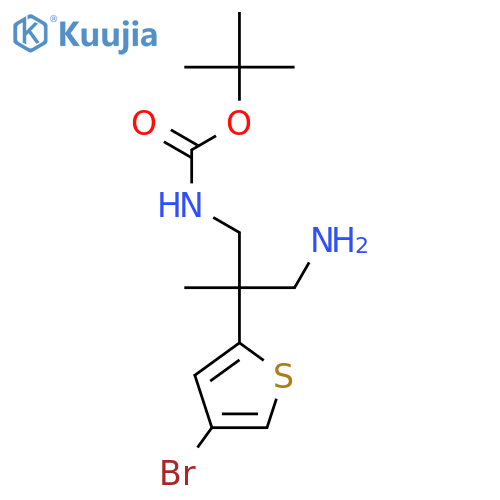 tert-butyl N-3-amino-2-(4-bromothiophen-2-yl)-2-methylpropylcarbamate structure