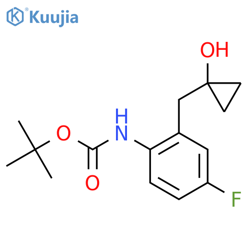 tert-butyl N-{4-fluoro-2-(1-hydroxycyclopropyl)methylphenyl}carbamate structure