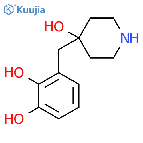 3-(4-hydroxypiperidin-4-yl)methylbenzene-1,2-diol structure