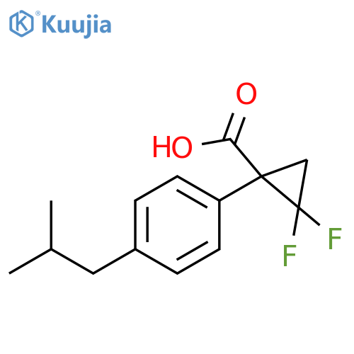 Cyclopropanecarboxylic acid, 2,2-difluoro-1-[4-(2-methylpropyl)phenyl]- structure