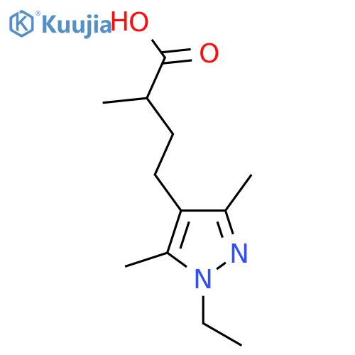 4-(1-ethyl-3,5-dimethyl-1H-pyrazol-4-yl)-2-methylbutanoic acid structure